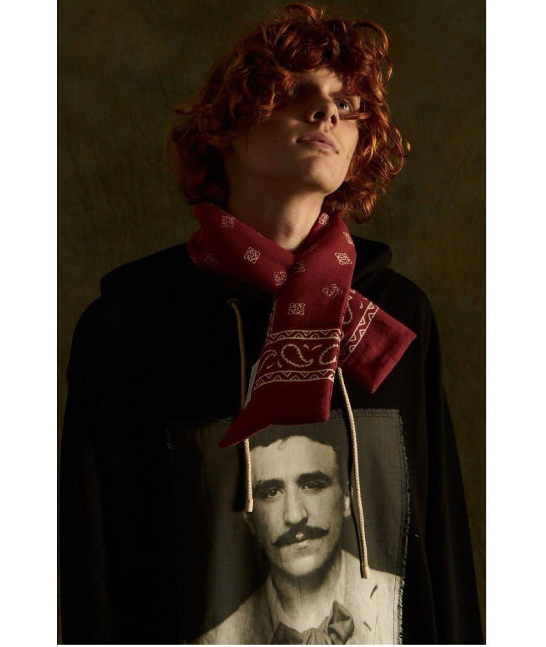 LOEWE Хаки хлопковый шарф, фото 4