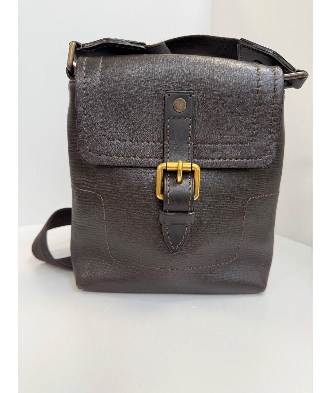 LOUIS VUITTON Коричневая кожаная сумка на плечо, фото 4