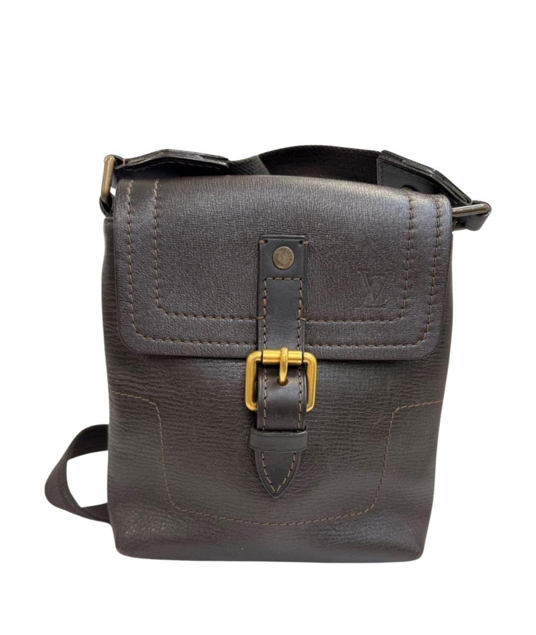 LOUIS VUITTON Коричневая кожаная сумка на плечо, фото 1