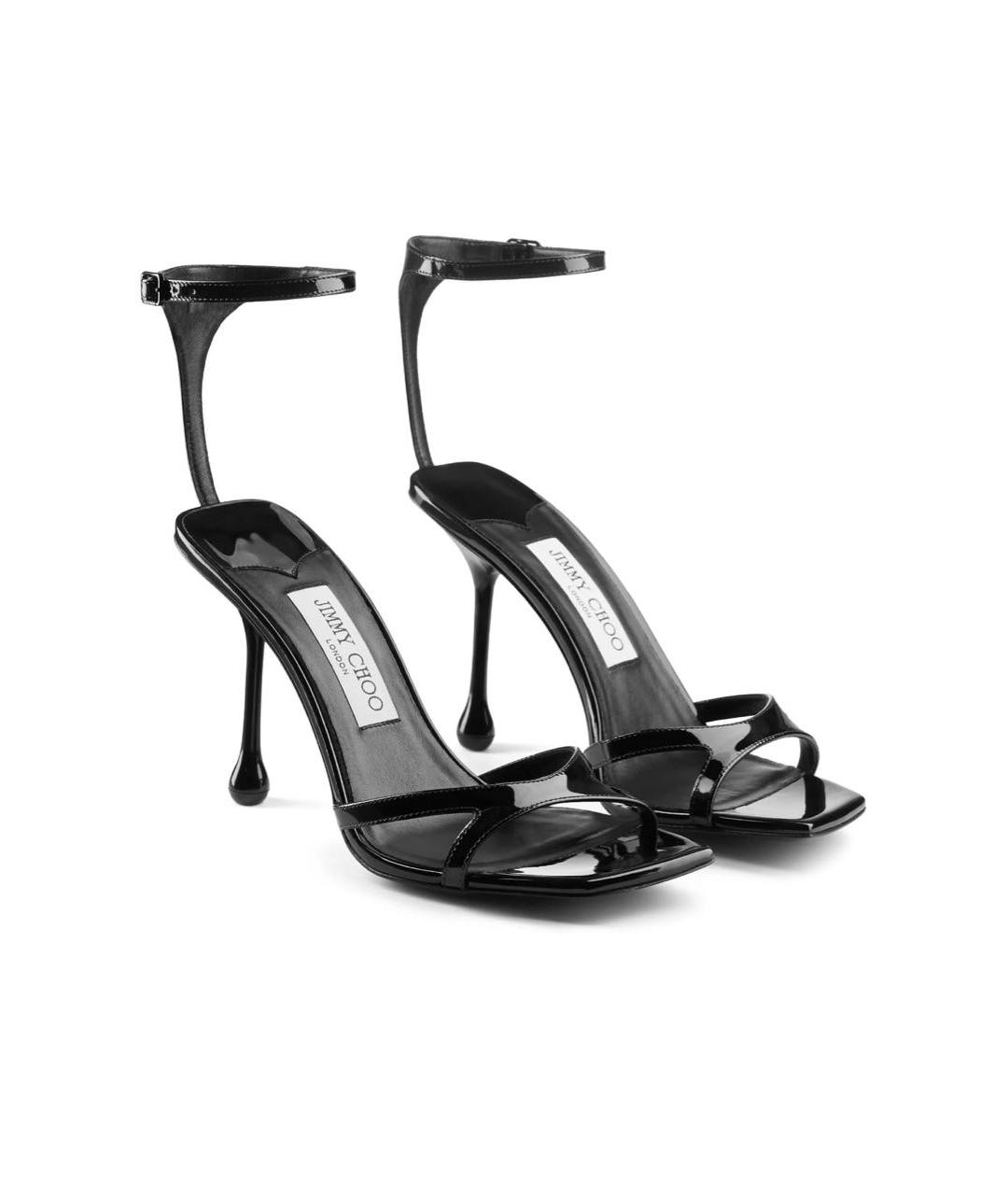 JIMMY CHOO Черные босоножки из лакированной кожи, фото 4