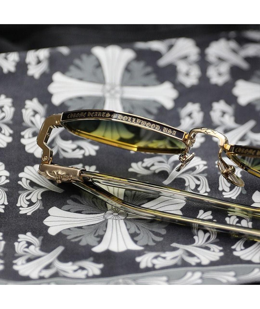 CHROME HEARTS Золотые металлические солнцезащитные очки, фото 4