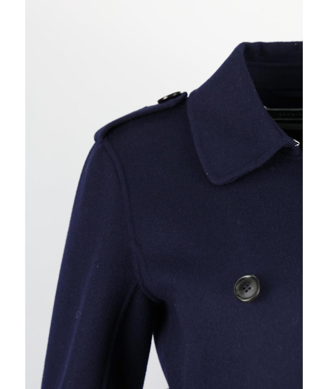 SPORTMAX Синее шерстяное пальто, фото 5