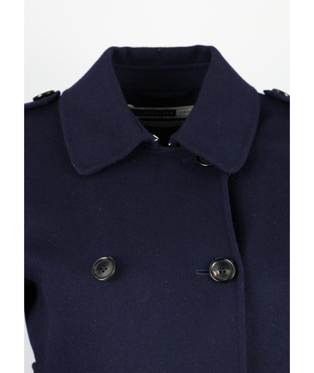 SPORTMAX Синее шерстяное пальто, фото 4