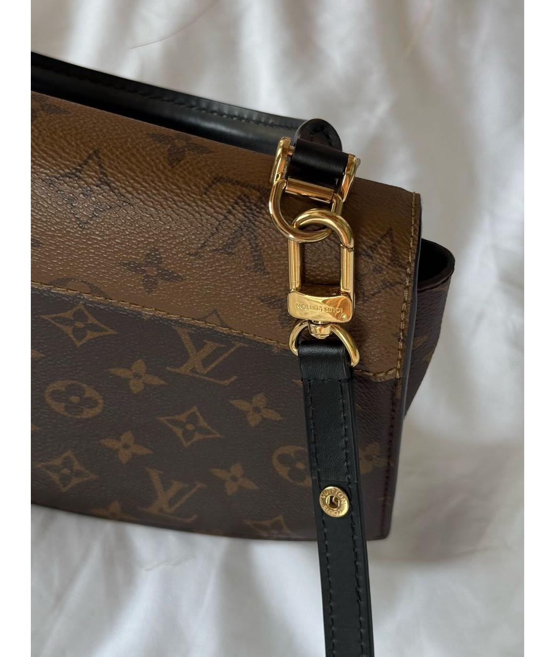 LOUIS VUITTON Коричневая кожаная сумка через плечо, фото 6