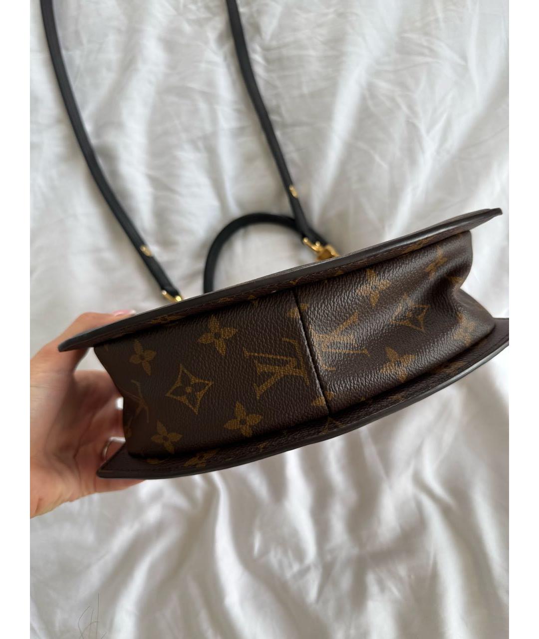 LOUIS VUITTON Коричневая кожаная сумка через плечо, фото 8