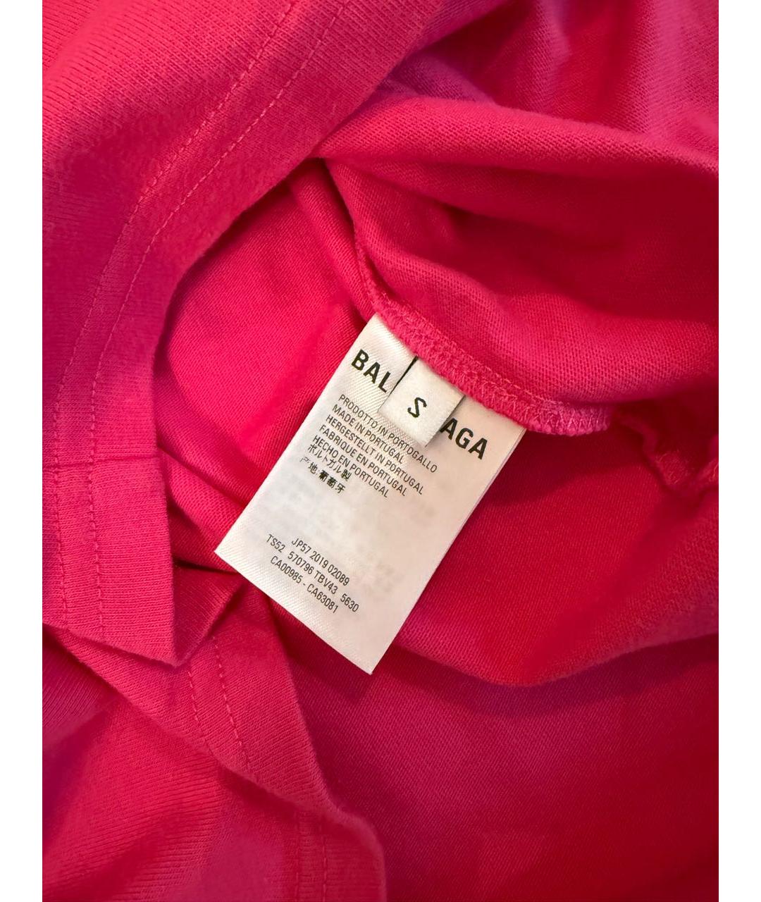 BALENCIAGA Фуксия хлопковая футболка, фото 4