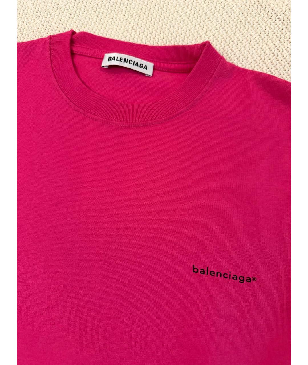 BALENCIAGA Фуксия хлопковая футболка, фото 3