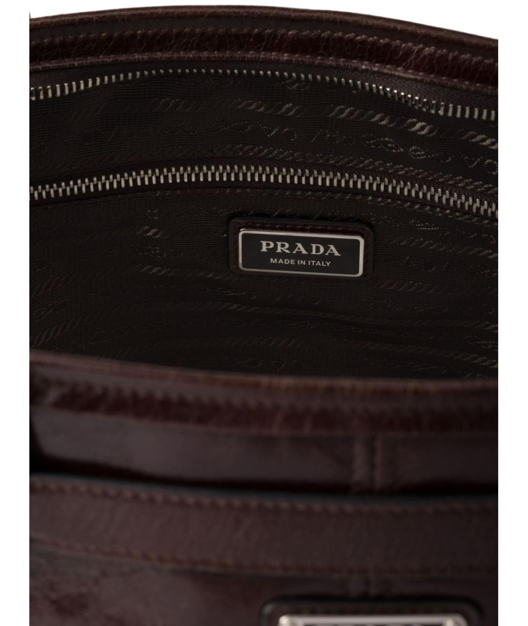 PRADA Коричневая кожаная сумка тоут, фото 6