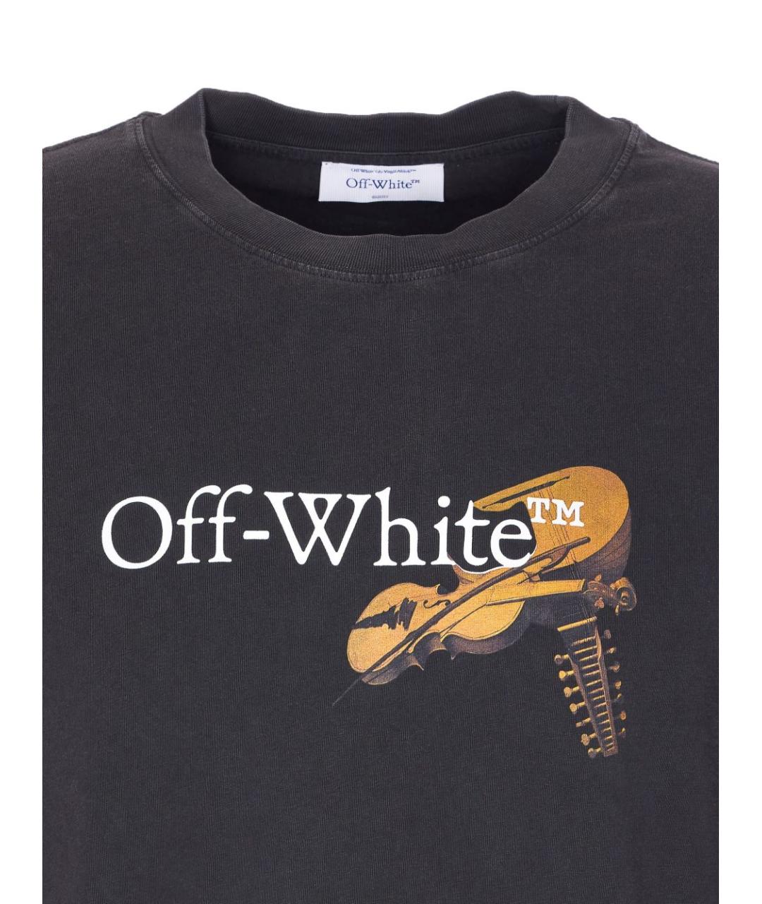 OFF-WHITE Антрацитовая хлопковая футболка, фото 4