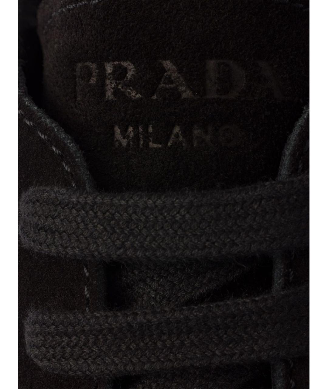 PRADA Черные кожаные низкие кроссовки / кеды, фото 3