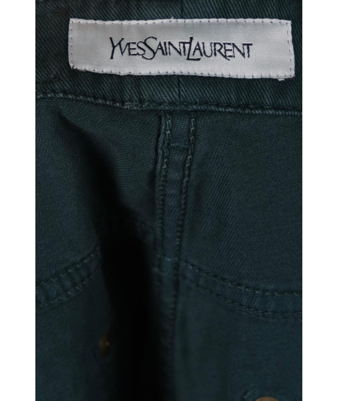 SAINT LAURENT Зеленые хлопковые джинсы слим, фото 3