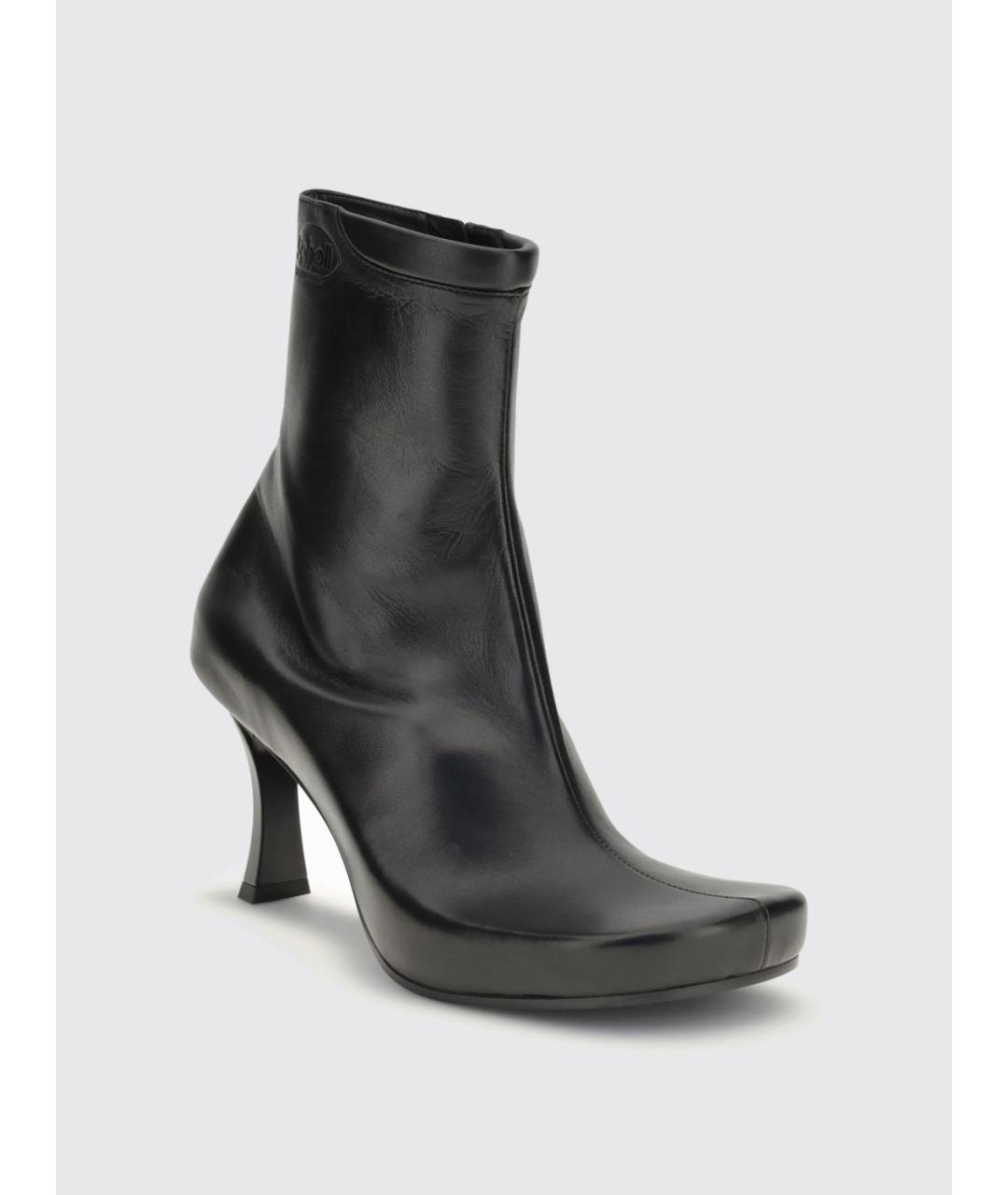 BALENCIAGA Черные кожаные ботильоны, фото 2