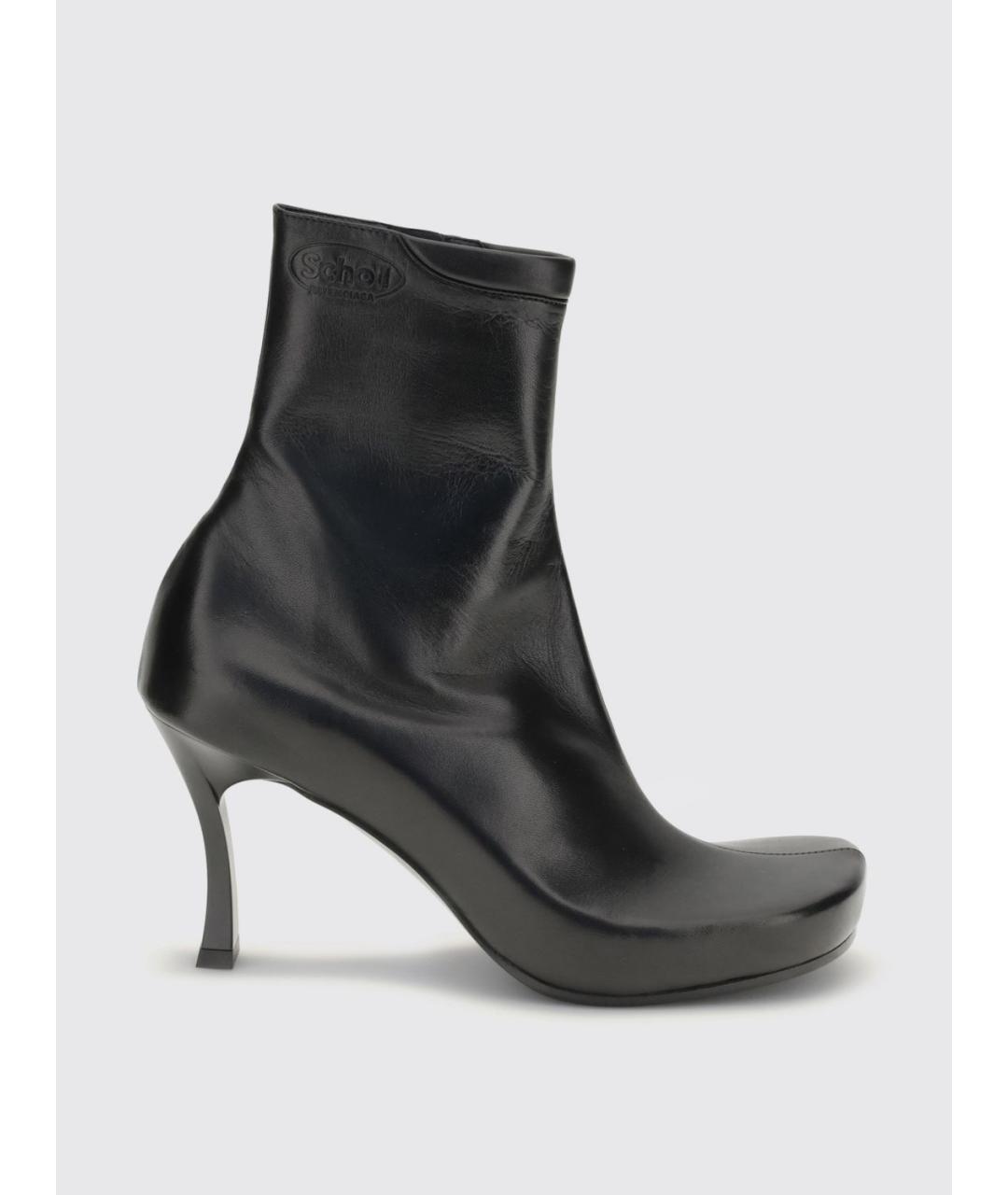 BALENCIAGA Черные кожаные ботильоны, фото 4
