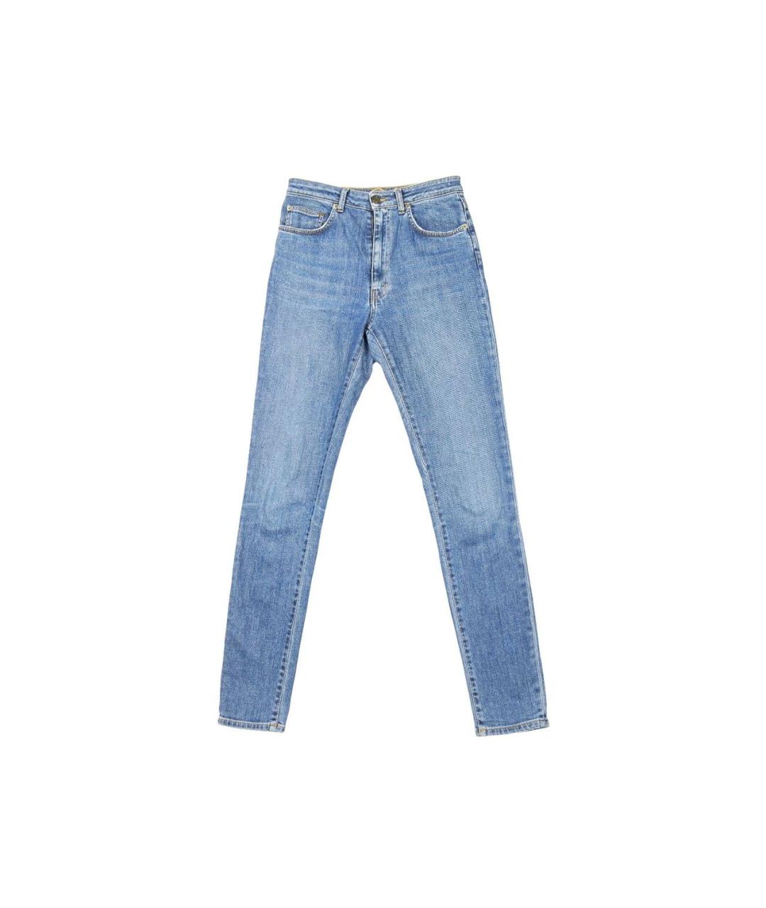SAINT LAURENT Синие хлопко-эластановые джинсы слим, фото 1