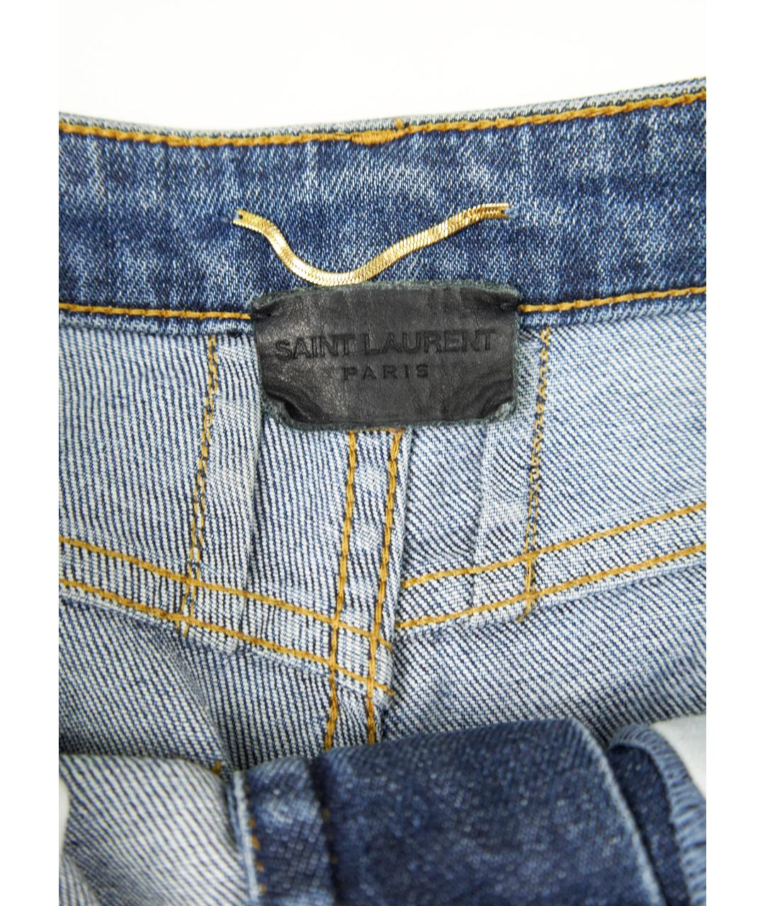 SAINT LAURENT Синие хлопко-эластановые джинсы слим, фото 3