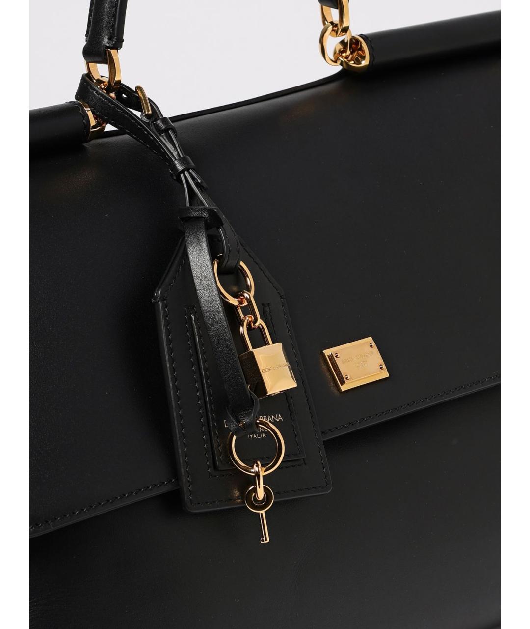 DOLCE&GABBANA Черная кожаная сумка тоут, фото 4