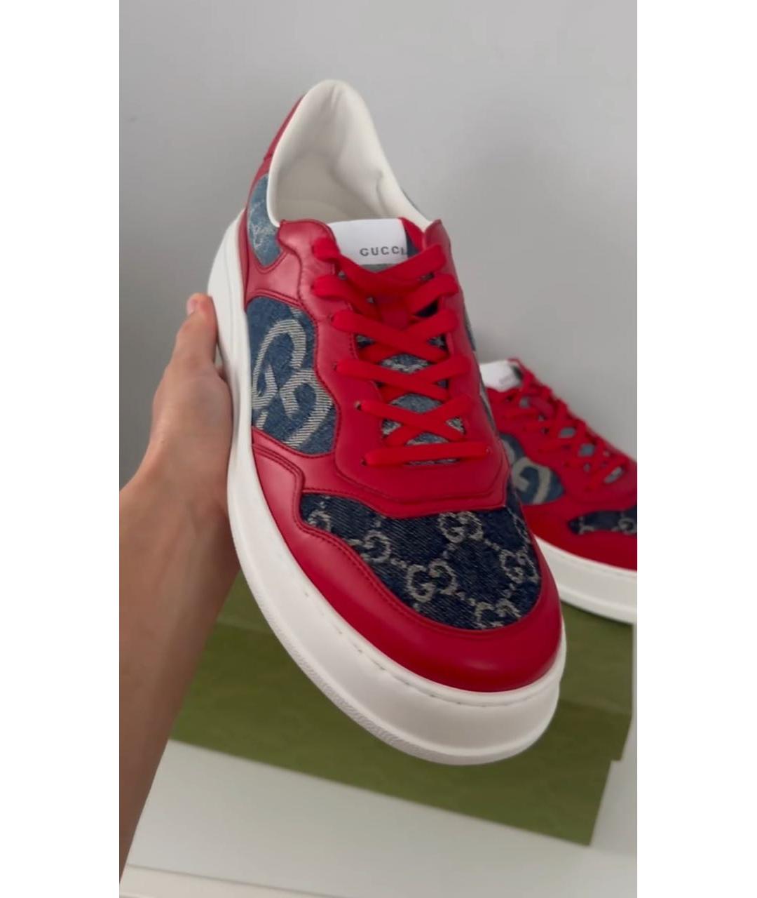 GUCCI Красные низкие кроссовки / кеды, фото 4