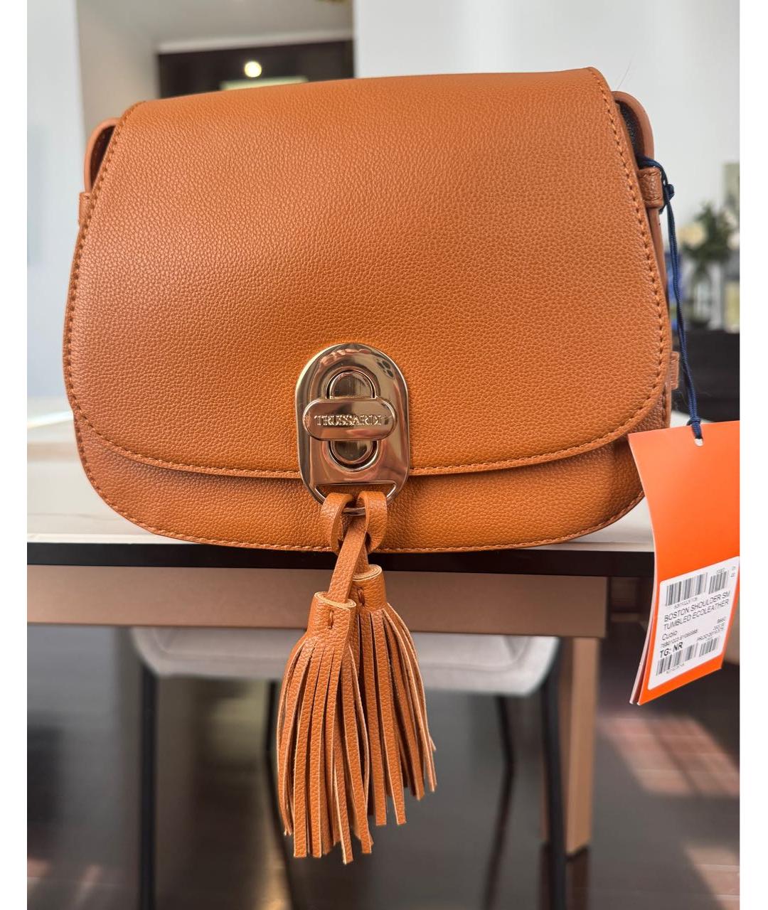 TRUSSARDI Коричневая кожаная сумка через плечо, фото 5