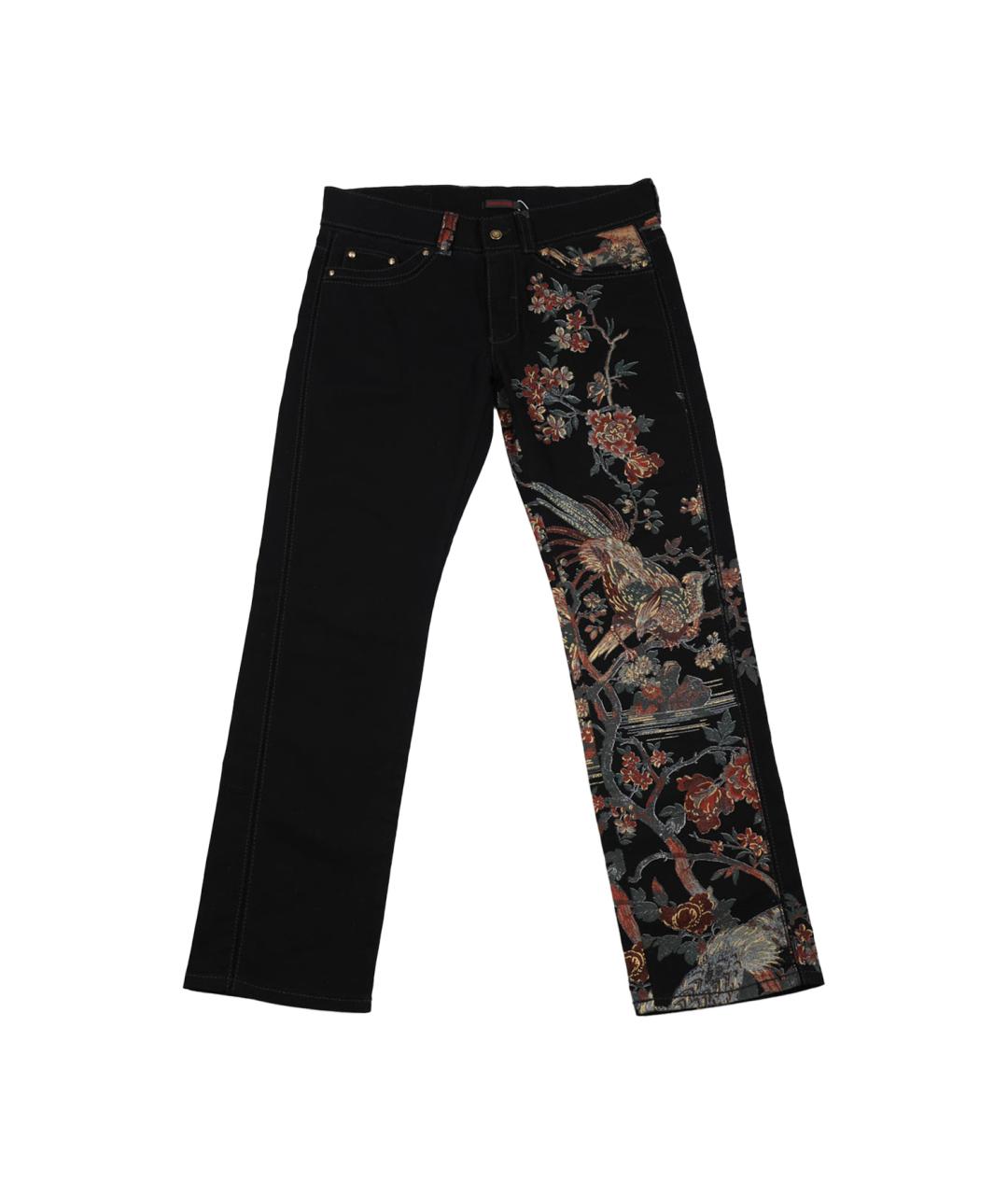 ROBERTO CAVALLI Черные хлопковые прямые джинсы, фото 1