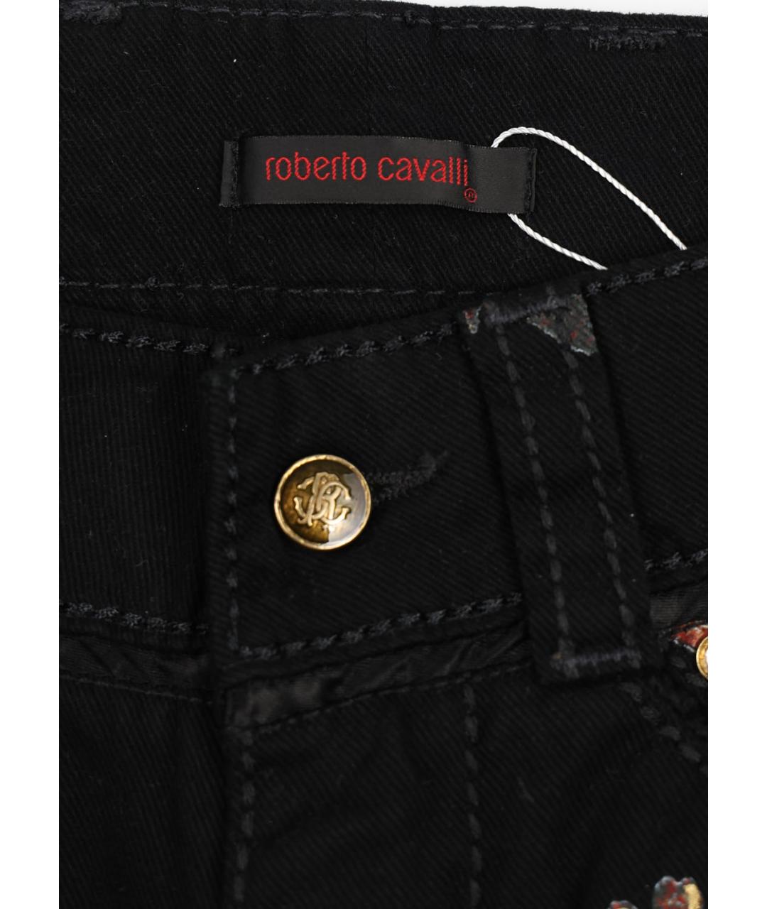 ROBERTO CAVALLI Черные хлопковые прямые джинсы, фото 4