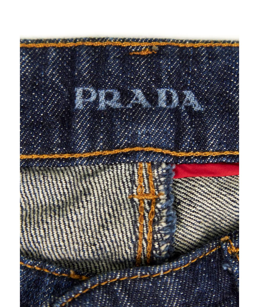 PRADA Синие хлопковые прямые джинсы, фото 3