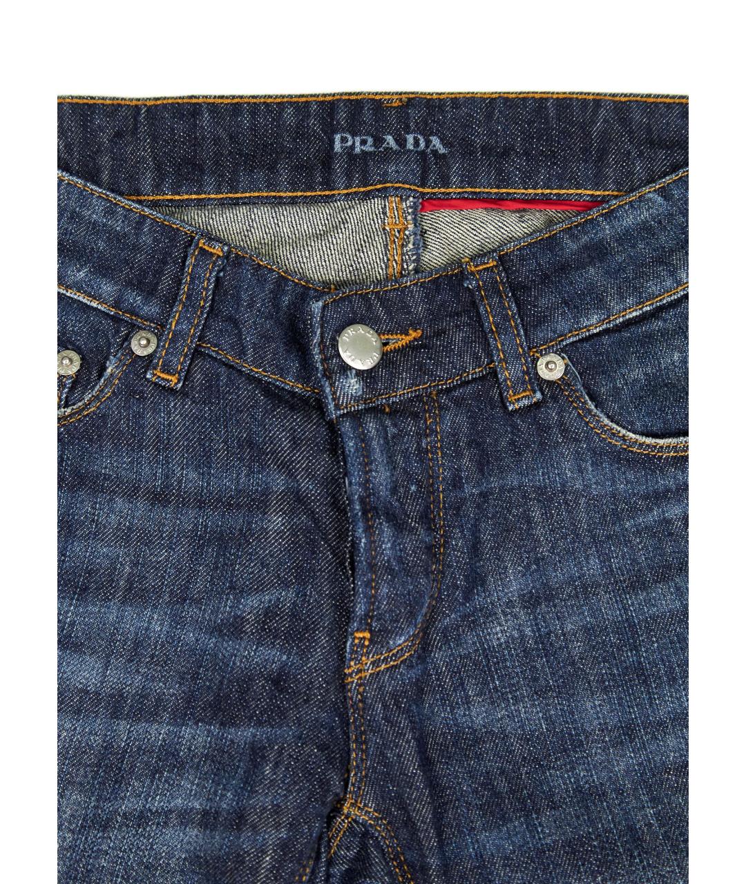 PRADA Синие хлопковые прямые джинсы, фото 4