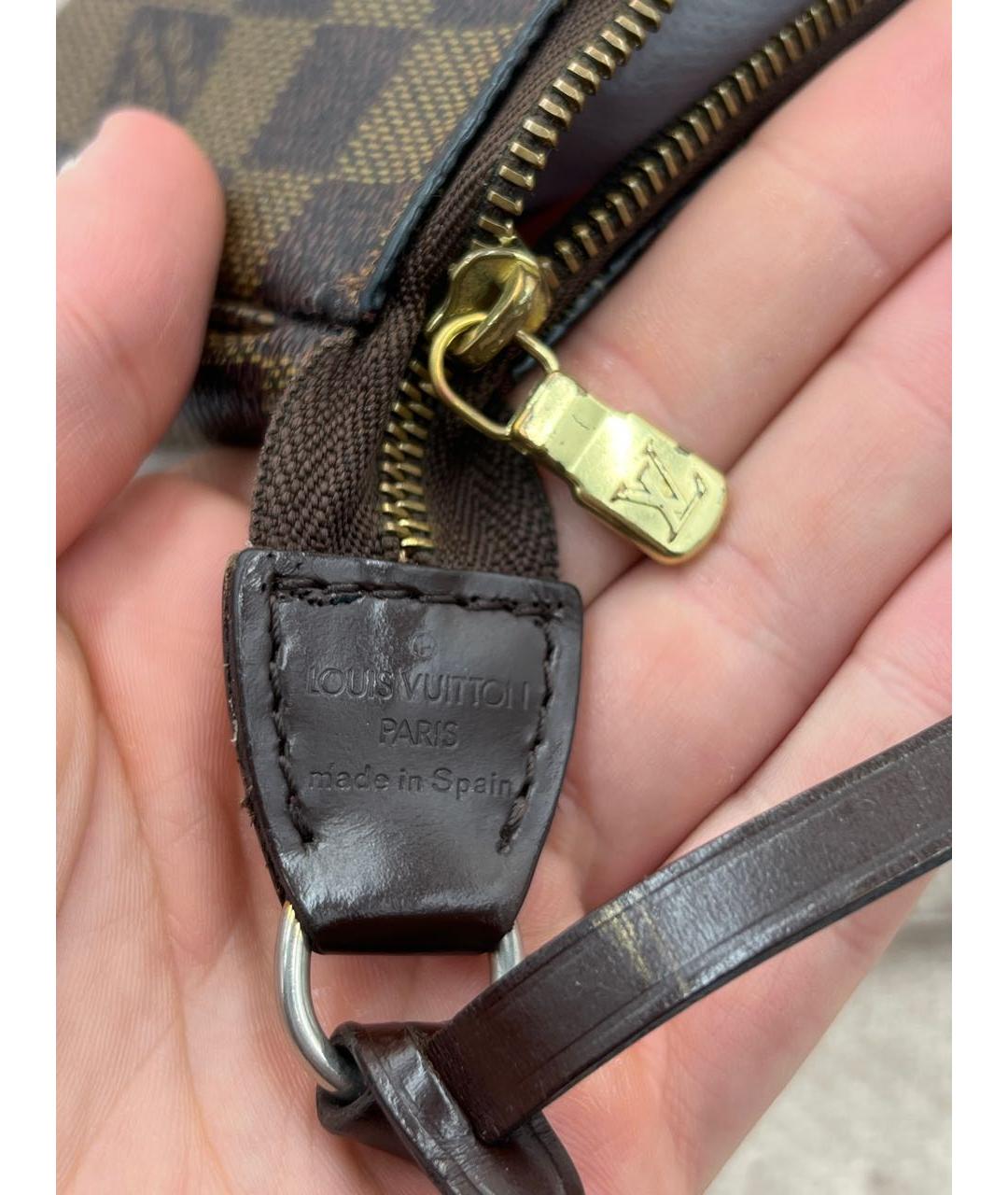 LOUIS VUITTON Коричневая кожаная сумка с короткими ручками, фото 3