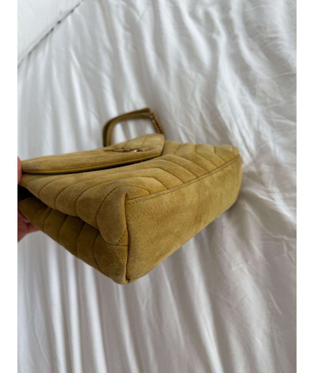 SAINT LAURENT Горчичная замшевая сумка через плечо, фото 8