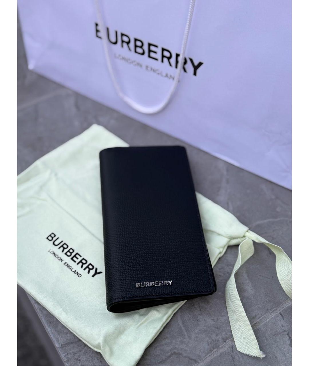 BURBERRY Черный кожаный кошелек, фото 6