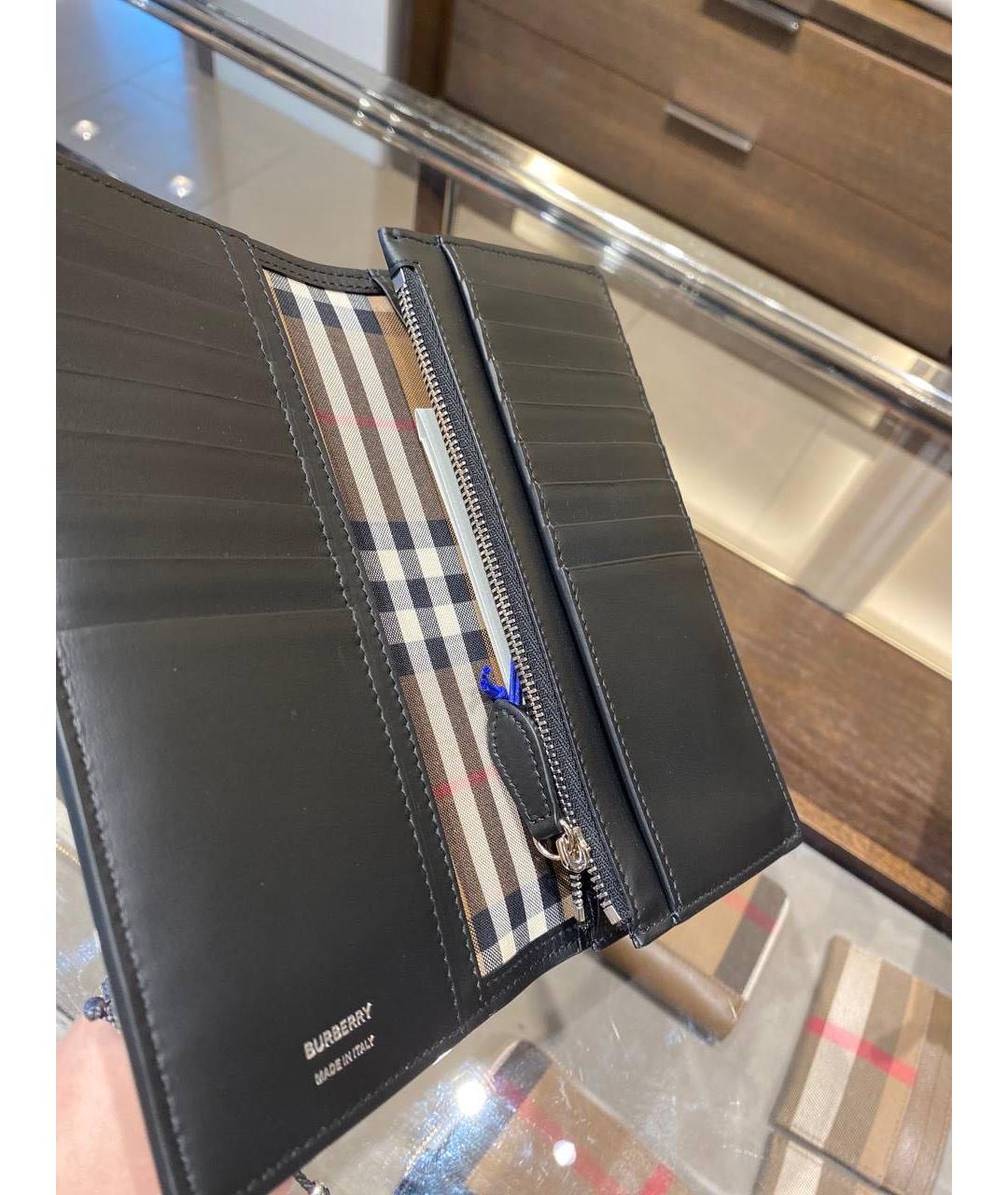 BURBERRY Черный кожаный кошелек, фото 3