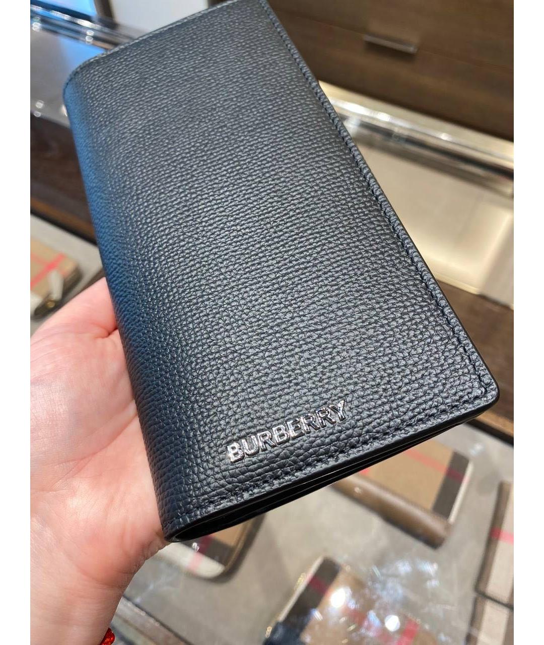 BURBERRY Черный кожаный кошелек, фото 4