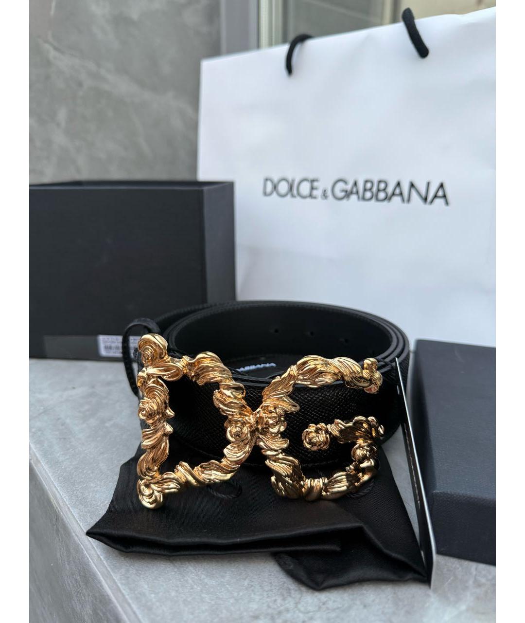 DOLCE&GABBANA Черный кожаный ремень, фото 2