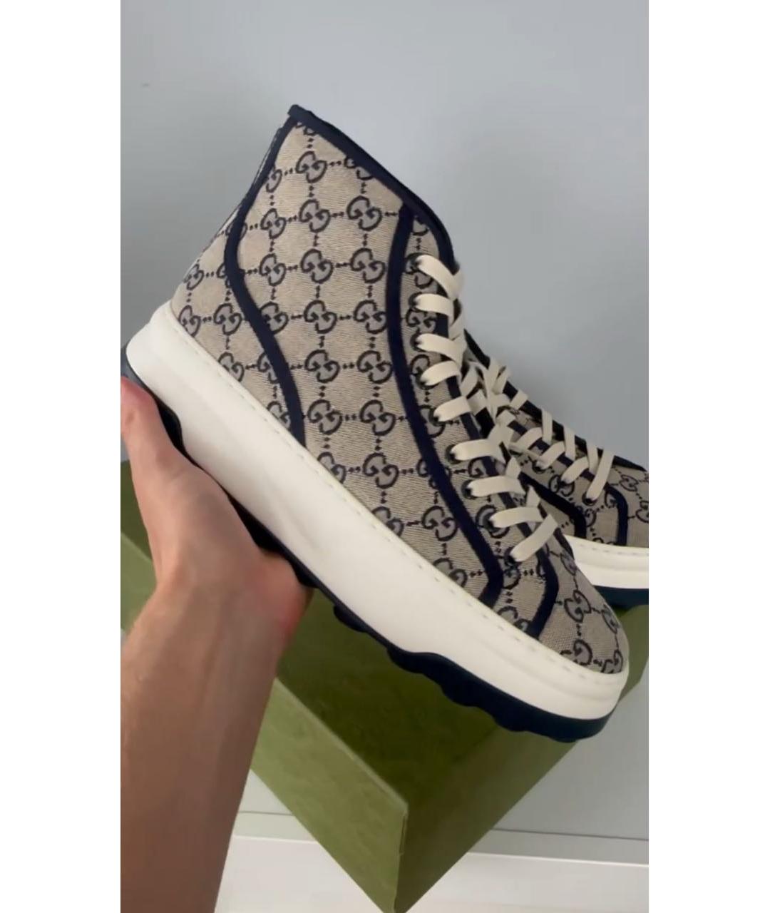 GUCCI Бежевые высокие кроссовки / кеды, фото 2