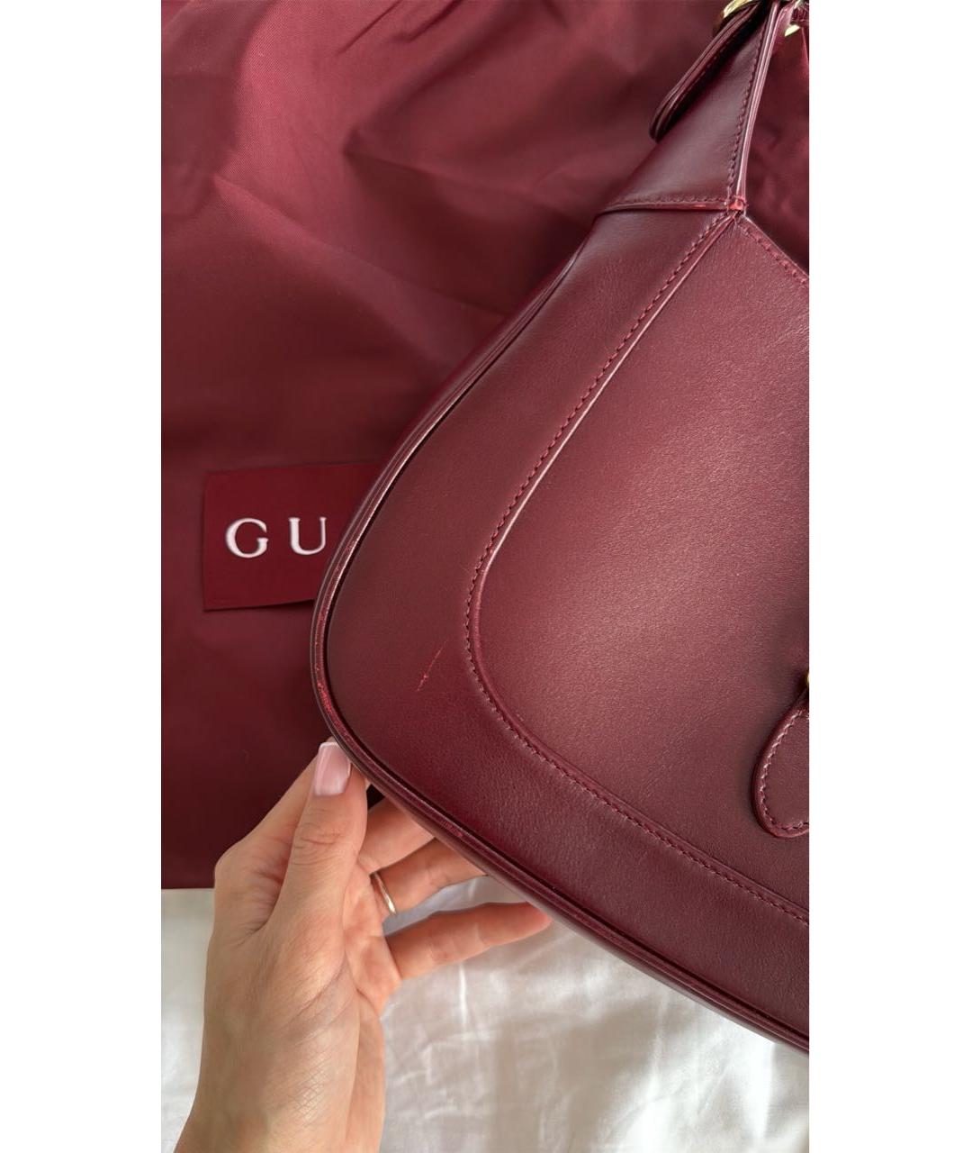 GUCCI Бордовая кожаная сумка с короткими ручками, фото 8