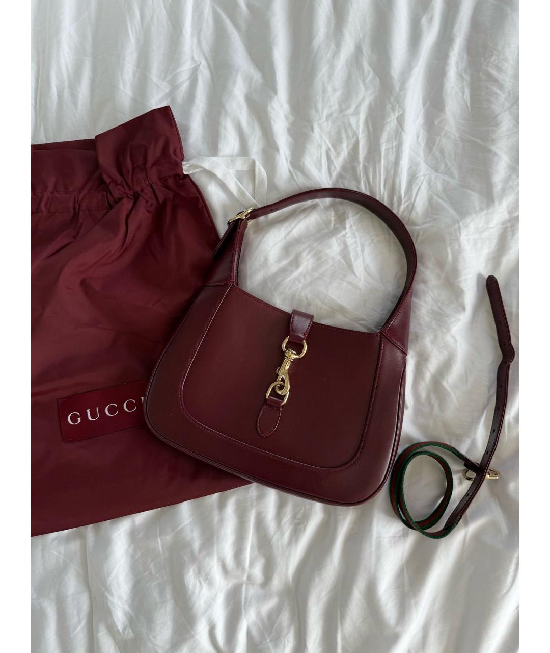 GUCCI Бордовая кожаная сумка с короткими ручками, фото 9