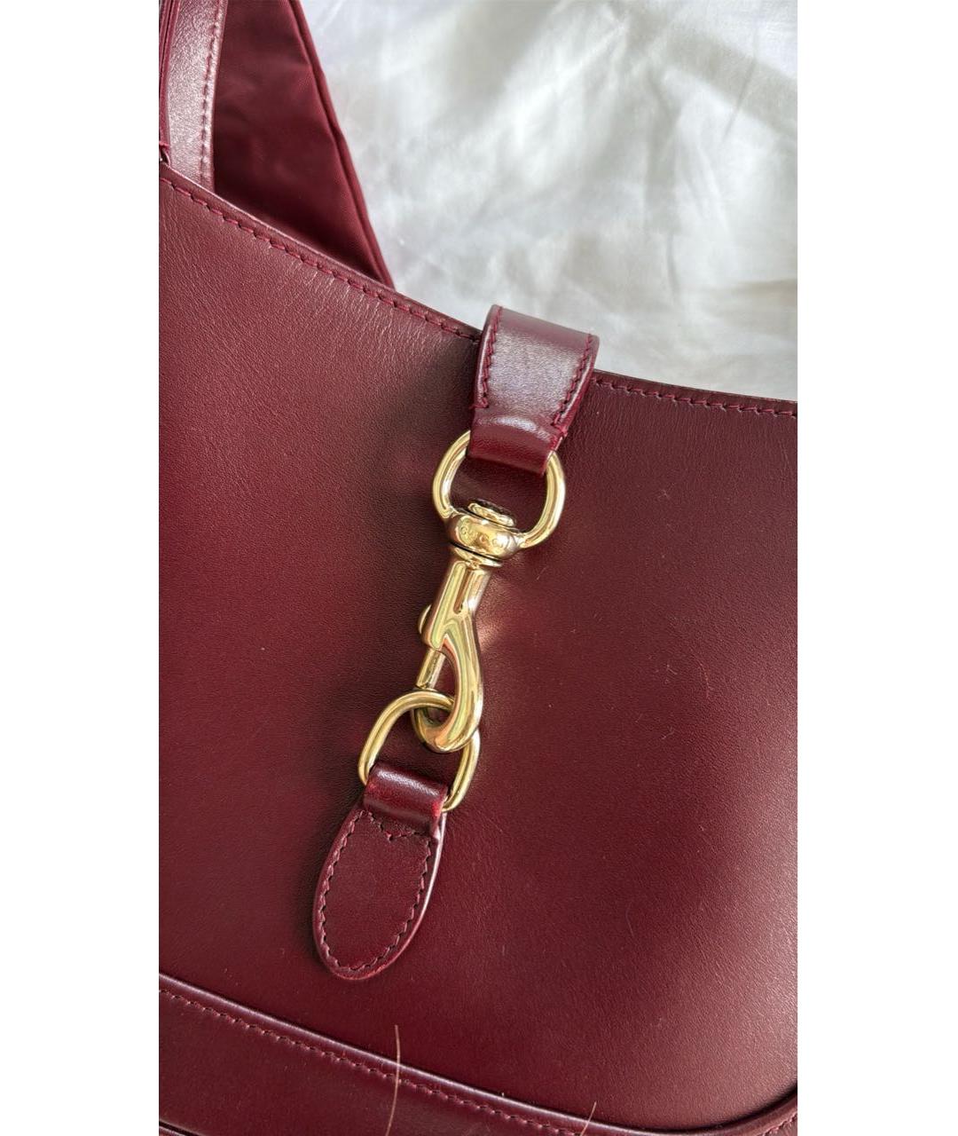 GUCCI Бордовая кожаная сумка с короткими ручками, фото 7