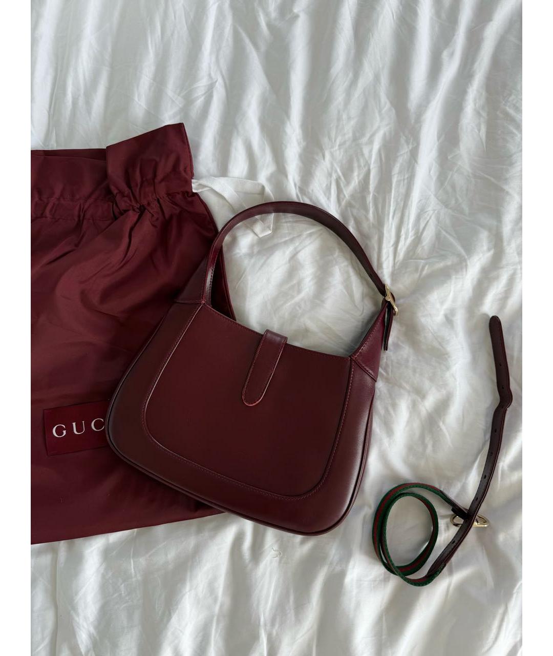 GUCCI Бордовая кожаная сумка с короткими ручками, фото 2