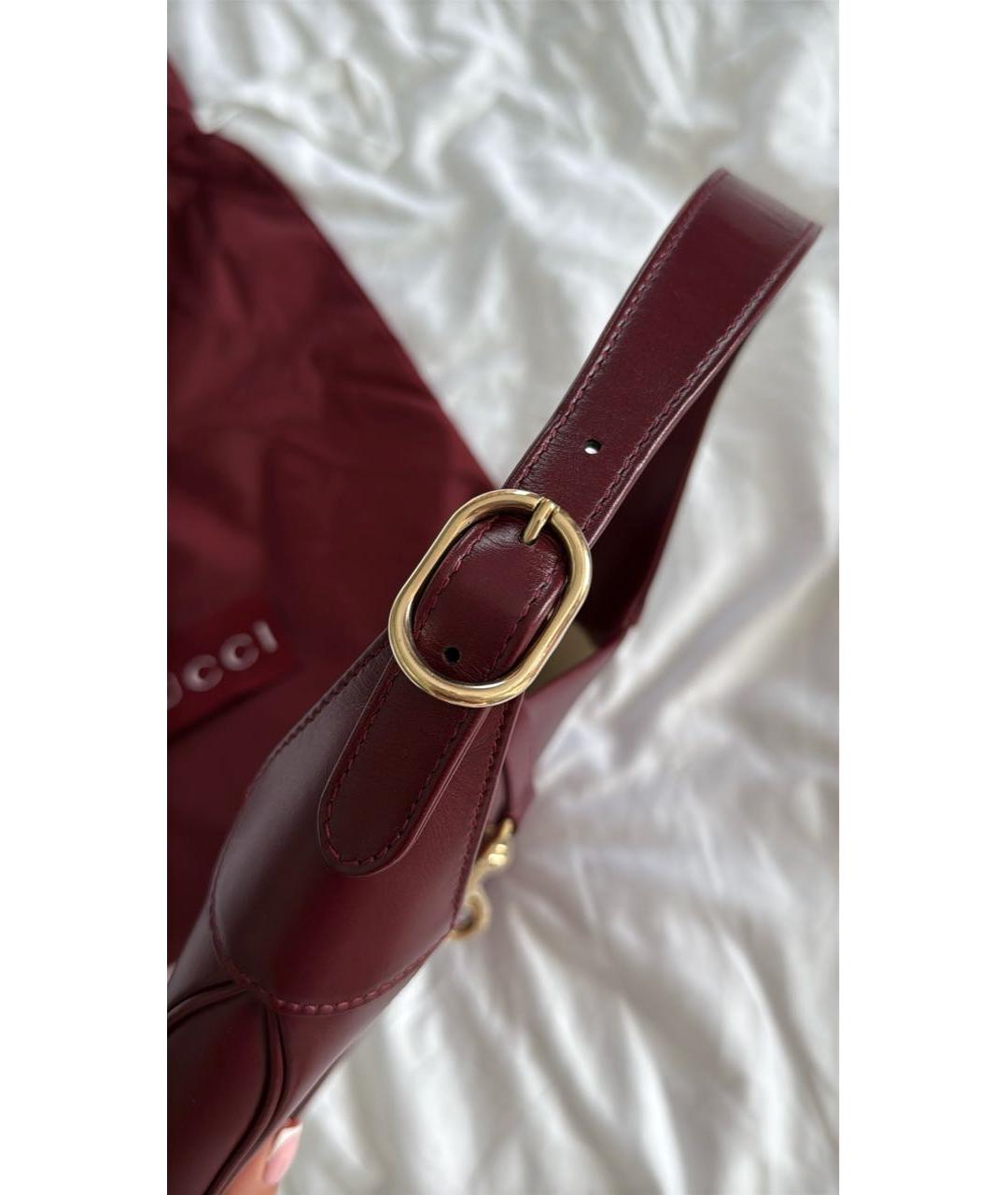 GUCCI Бордовая кожаная сумка с короткими ручками, фото 6