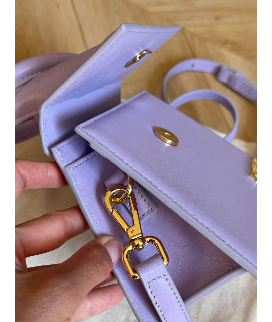 JACQUEMUS Фиолетовая кожаная сумка с короткими ручками, фото 7