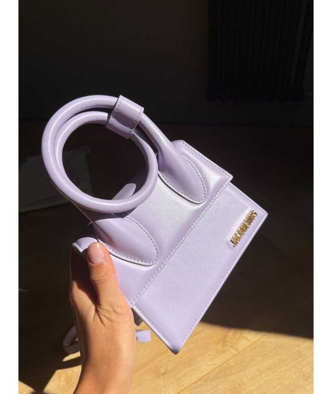 JACQUEMUS Фиолетовая кожаная сумка с короткими ручками, фото 8