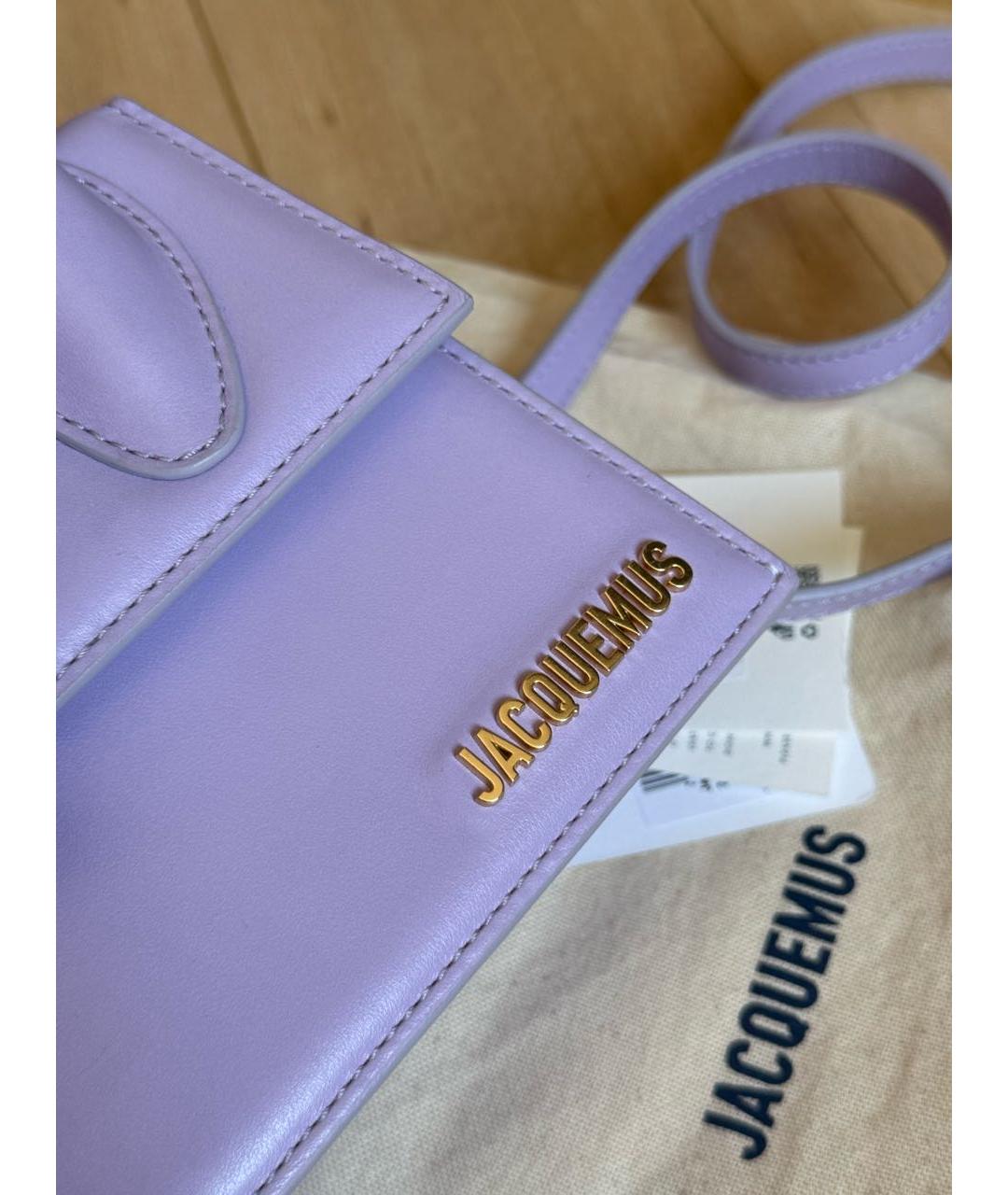 JACQUEMUS Фиолетовая кожаная сумка с короткими ручками, фото 5