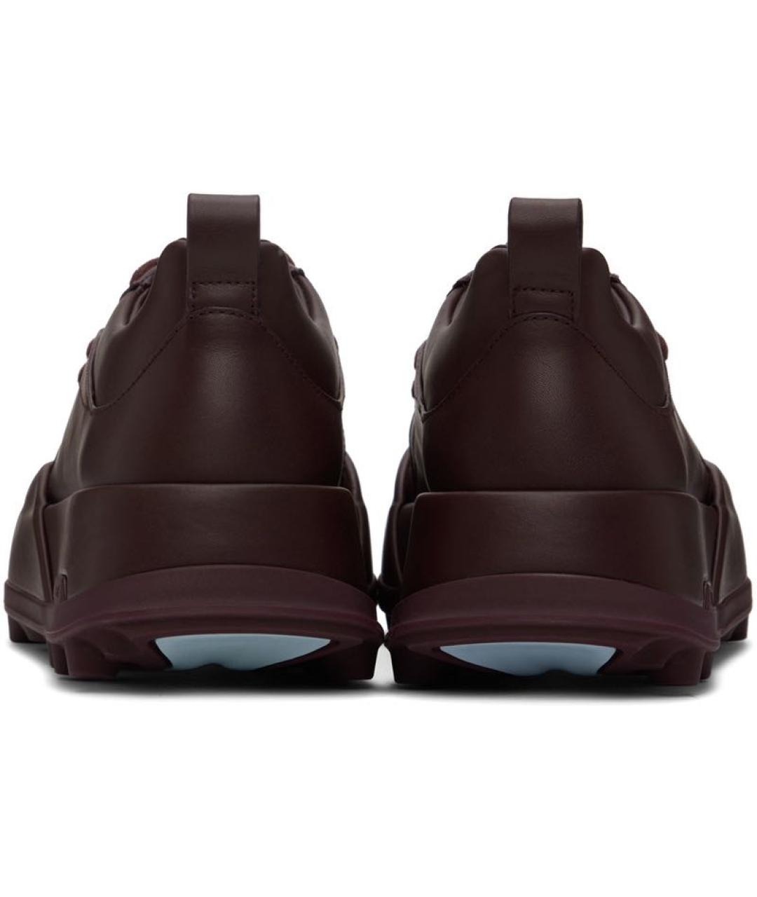 JIL SANDER Бордовые кожаные низкие кроссовки / кеды, фото 2