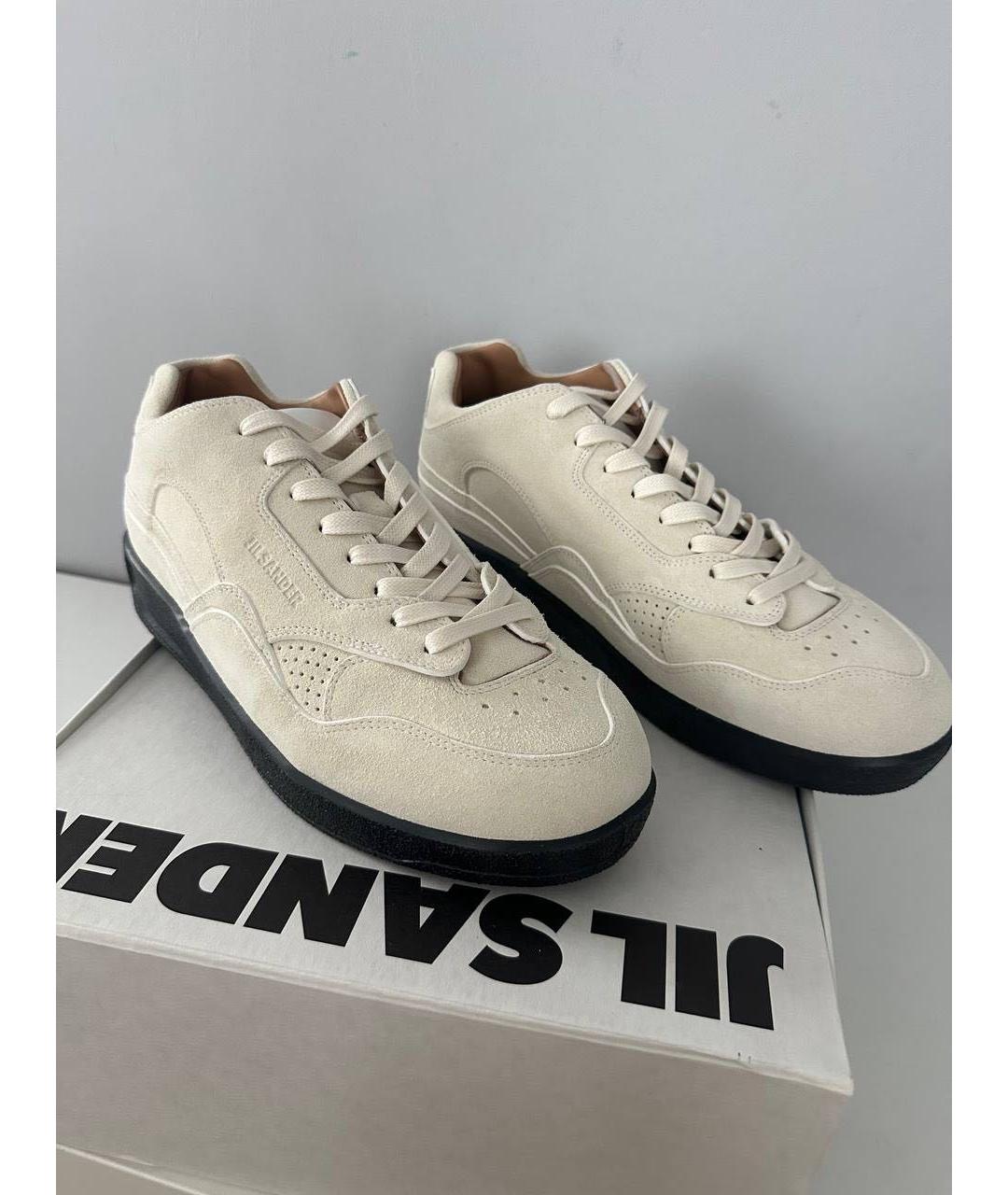 JIL SANDER Бежевые замшевые низкие кроссовки / кеды, фото 2