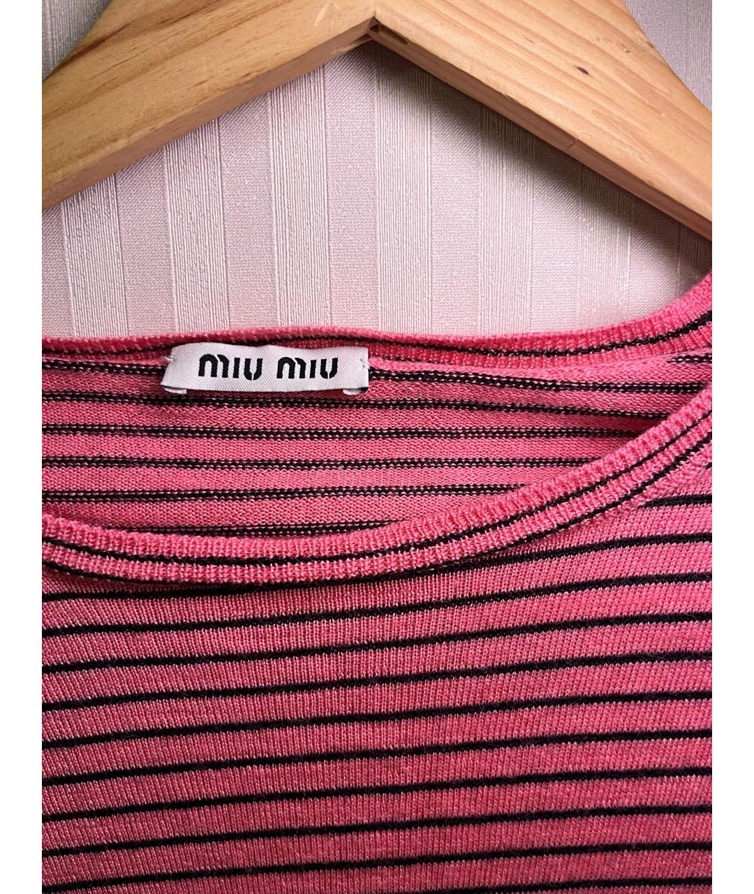 MIU MIU Розовая шерстяная футболка, фото 3
