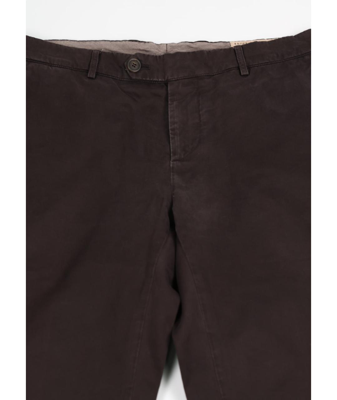 BRUNELLO CUCINELLI Коричневые хлопковые повседневные брюки, фото 5