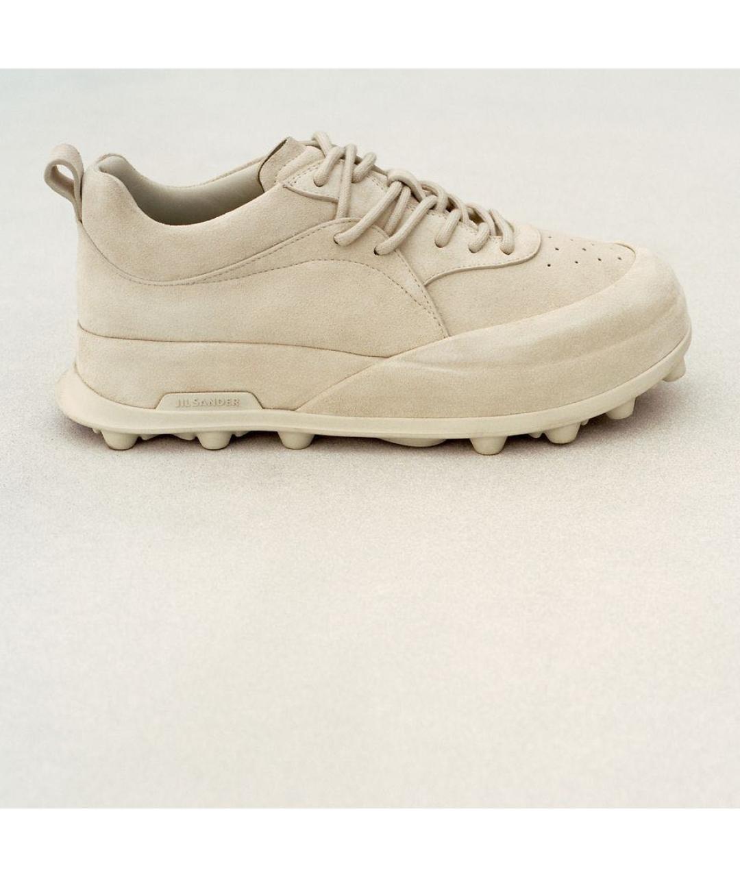 JIL SANDER Бежевые замшевые низкие кроссовки / кеды, фото 5
