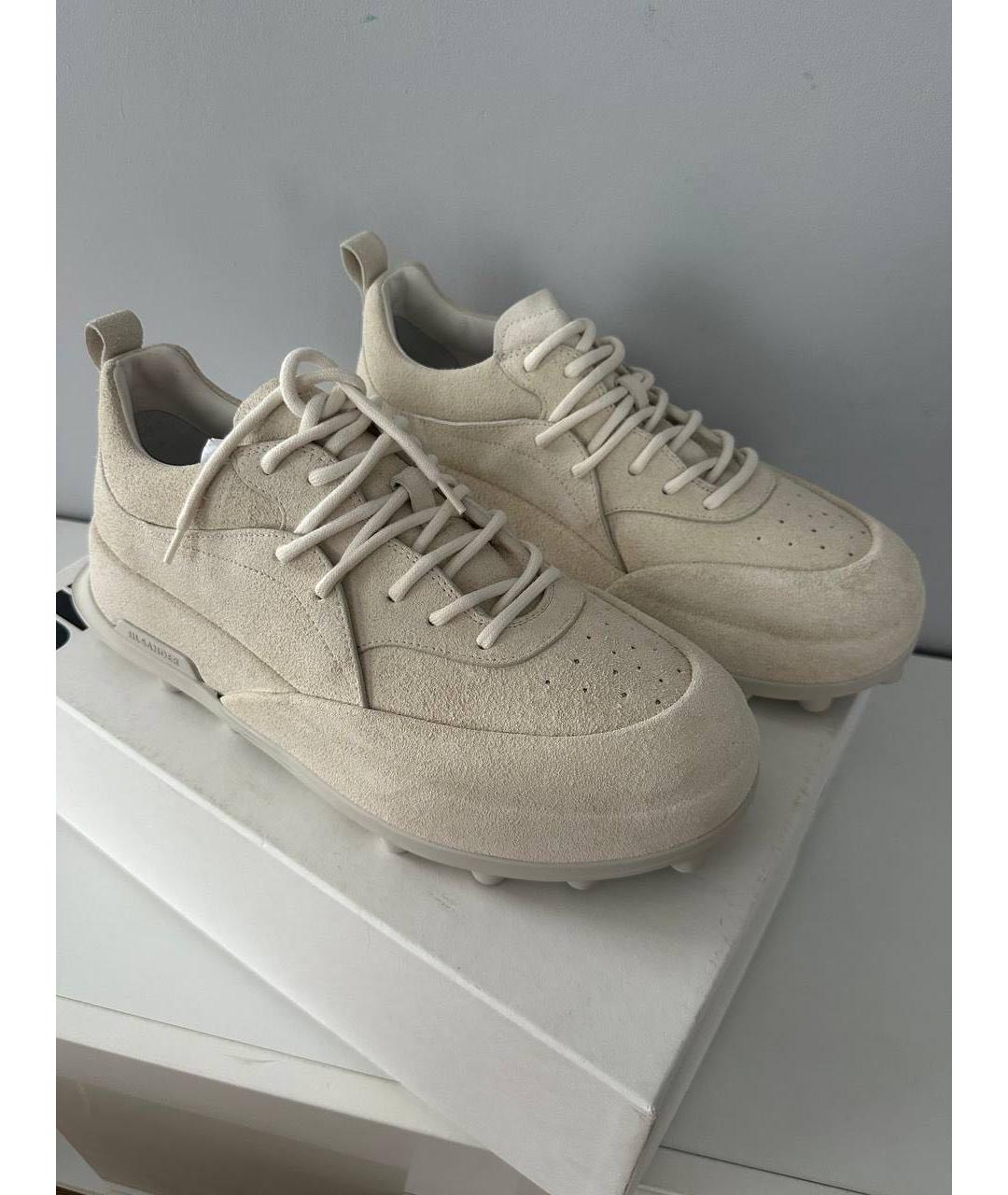 JIL SANDER Бежевые замшевые низкие кроссовки / кеды, фото 2
