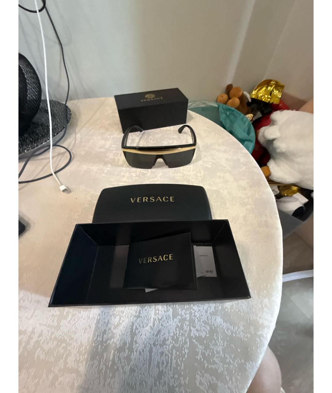 VERSACE Черные пластиковые солнцезащитные очки, фото 4
