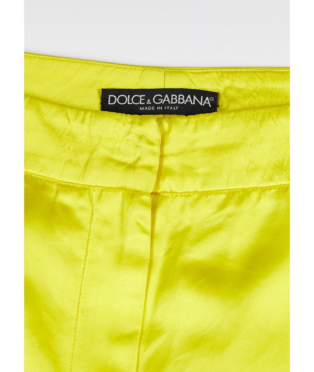 DOLCE&GABBANA Желтые прямые брюки, фото 3