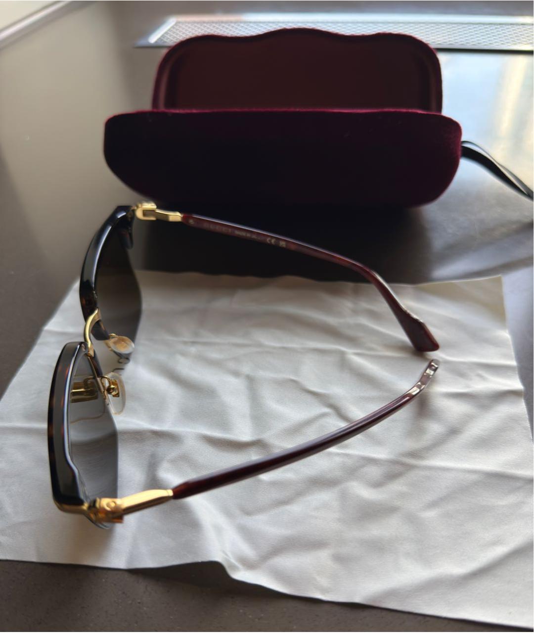 GUCCI Коричневые металлические солнцезащитные очки, фото 2